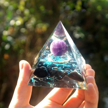 Protection and Luck Amethyst Obsidian Pyramid